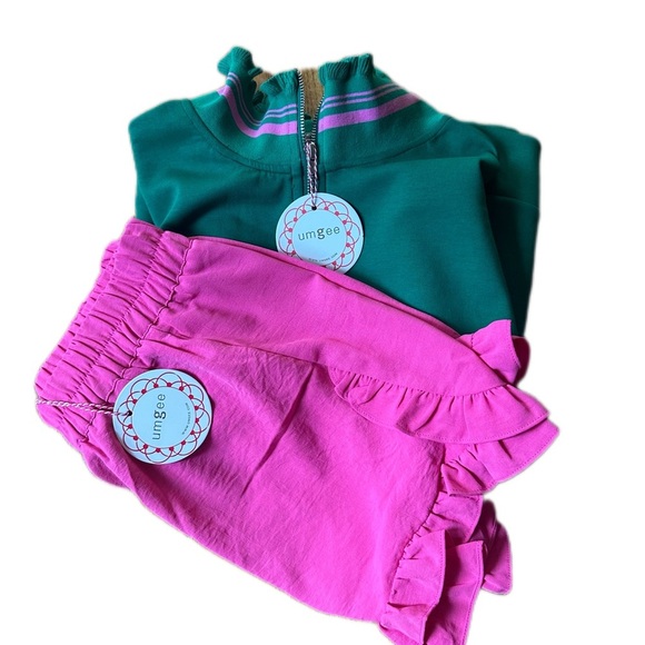 Umgee Pink High Waist Women's Shorts Ruffle trim Oversized Medium - Picture 12 of 13